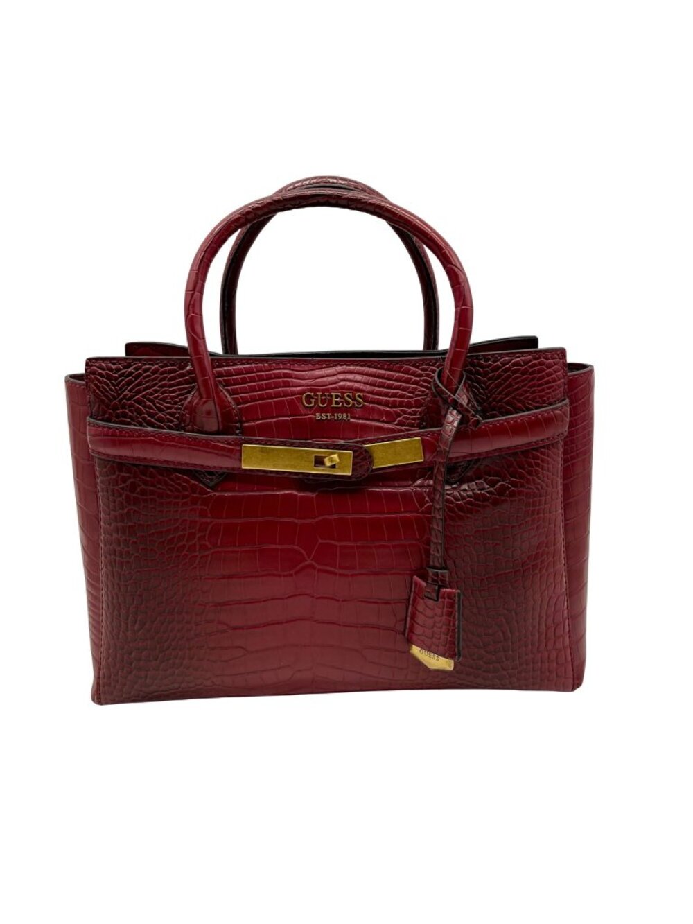 Guess Red Faux Animal Embossed  Shoulder Bag